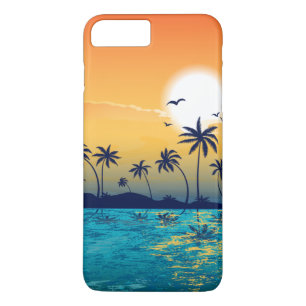 Tropical Beach Sunset Sunrise Palm Trees Ocean iPhone 8 Plus/7 Plus Case