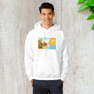 Tropical Beach Sunset with Thatched Huts Hoodie