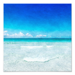 Tropical Beach - Teal Aqua Ocean Blue Florida Photo Print
