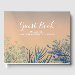 Tropical Beach Teal Wedding Underwater Guest Book