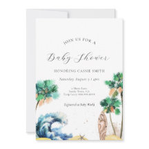 Tropical Beach Theme Baby Shower Invitation Unisex