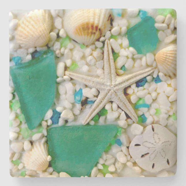 Tropical Beach Theme Drink Coasters (Front)