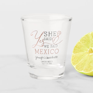 Tropical Beach Theme Rose Script Bachelorette Shot Glass