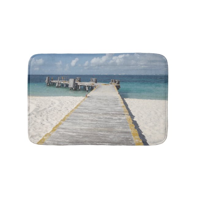 Tropical Beach Themed Quiet Bath Mat (Front)