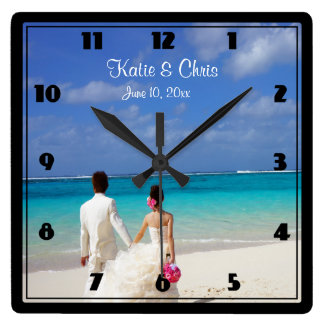 Beach Themed Wall Clocks | Zazzle.com.au - Tropical Beach Themed Wedding Couple Wall Clocks