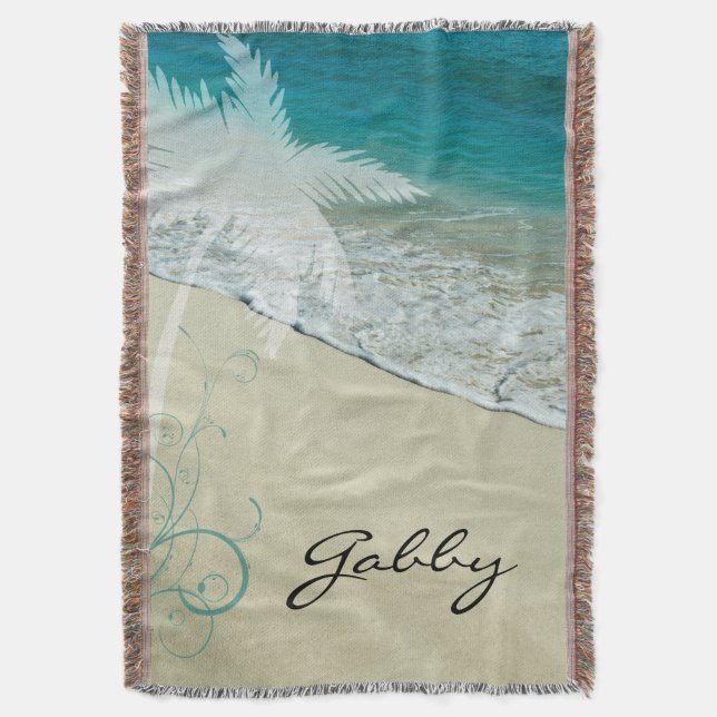 Tropical Beach Throw Blanket (Front Vertical)