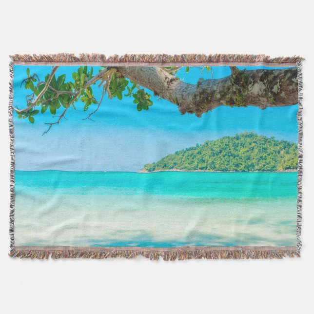 Tropical Beach Throw Blanket (Front)