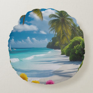Tropical Beach Throw Pillow