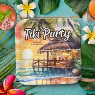 Tropical Beach Tiki Party Birthday Paper Plate