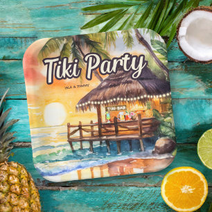 Tropical Beach Tiki Party Paper Plate