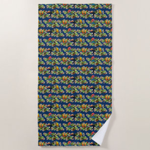 Tropical Beach Towel (Navy)
