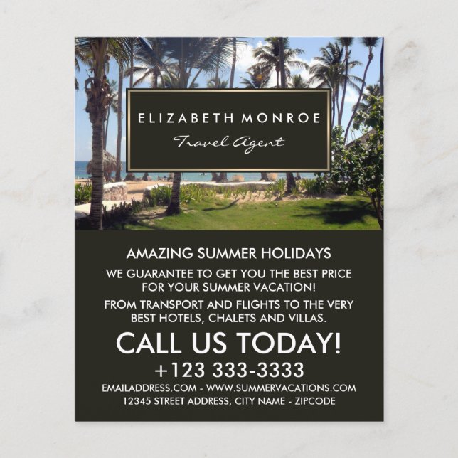 Tropical Beach, Travel Agent Advertising Flyer (Front)
