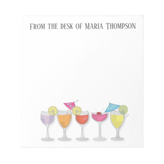 Tropical Beach Trendy Stylish Whimsical Drinks Notepad (Front)