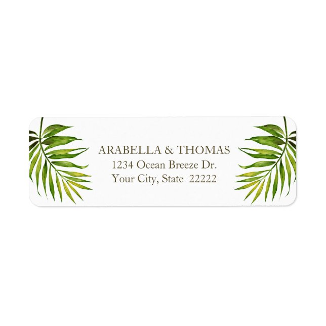 Tropical Beach Twilight | Palm Leaf Return Address Label (Front)