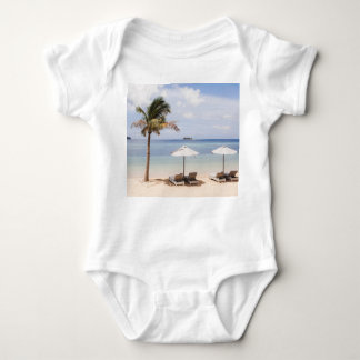 Tropical beach umbrellas: white, palm. baby bodysuit