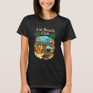 Tropical Beach Vacation Cool Cats Funny Summer Vib T-Shirt