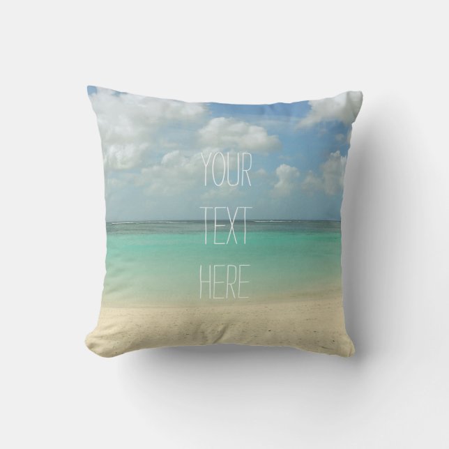 Tropical Beach Vacation Customisable Quote Cushion (Front)