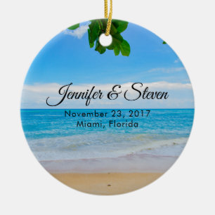 Tropical Beach Vacation Island Wedding Ceramic Tree Decoration