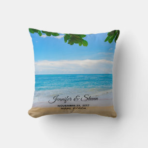 Tropical Beach Vacation Island Wedding Cushion