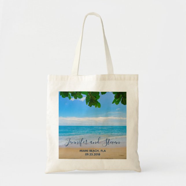 Tropical Beach Vacation Island Wedding Tote Bag (Front)