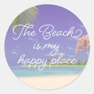 Tropical Beach Vacation Purple Tints Classic Round Sticker
