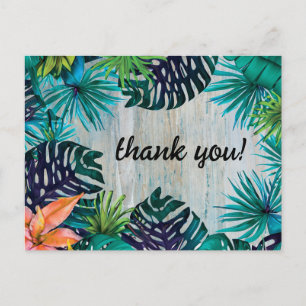 Tropical Beach Vibes Jungle Monstera Leaves Thanks Postcard