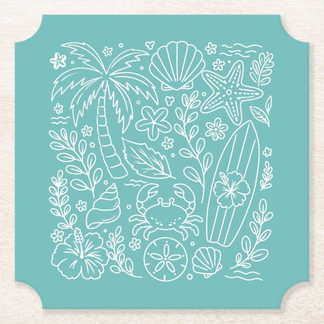 Tropical Beach Vibes  Paper Coaster (Front)