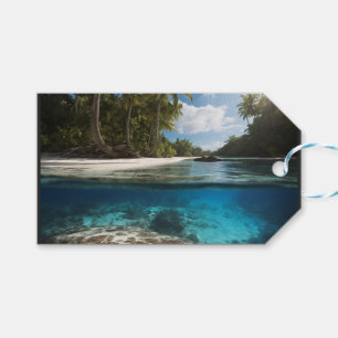 Tropical Beach View Ocean Above gift tag