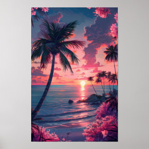 Tropical Beach View Wall Art Poster