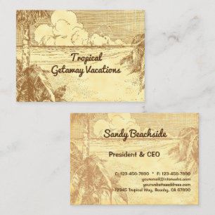 Tropical Beach Vintage Art Custom Business Card