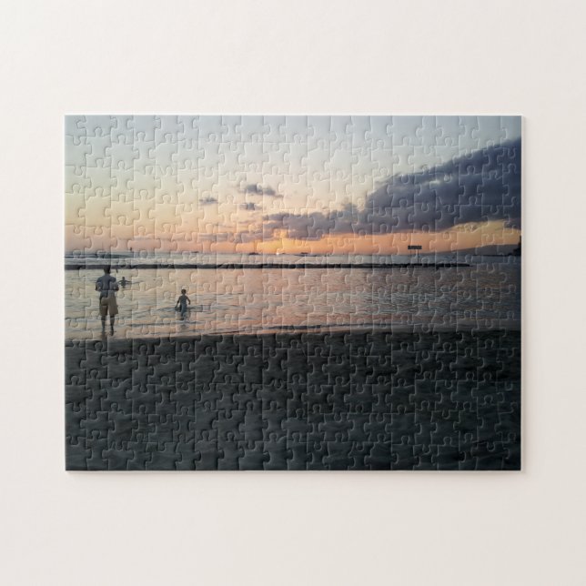 Tropical Beach Waikiki Oahu Hawaii Evening Sunset  Jigsaw Puzzle (Horizontal)