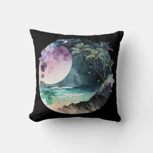 Tropical Beach Watercolor Cushion
