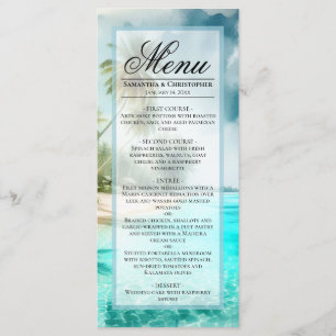 Tropical Beach Watercolor Elegant Coastal Wedding Menu