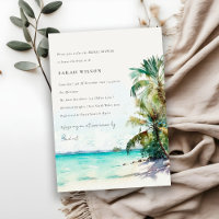 Tropical Beach Watercolor Palm Tree Bridal Shower