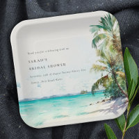 Tropical Beach Watercolor Palm Trees Bridal Shower