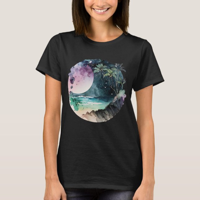 Tropical Beach Watercolor T-Shirt (Front)