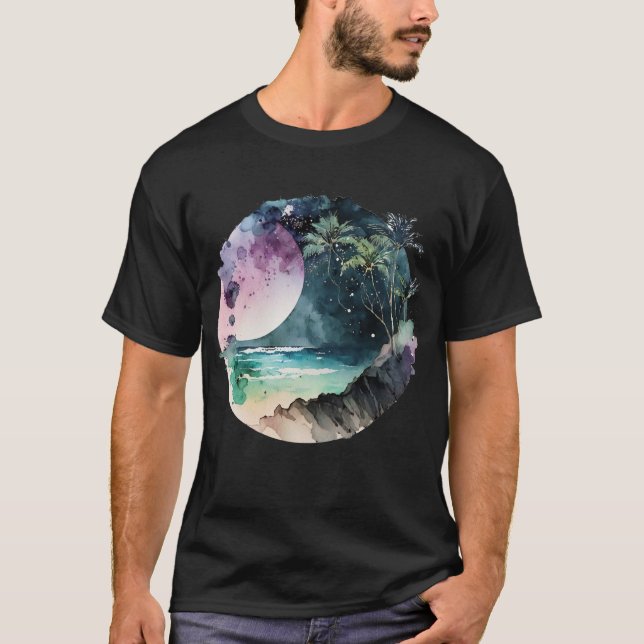 Tropical Beach Watercolor T-Shirt (Front)