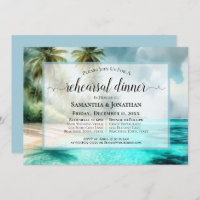 Tropical Beach Watercolor Wedding Rehearsal Dinner