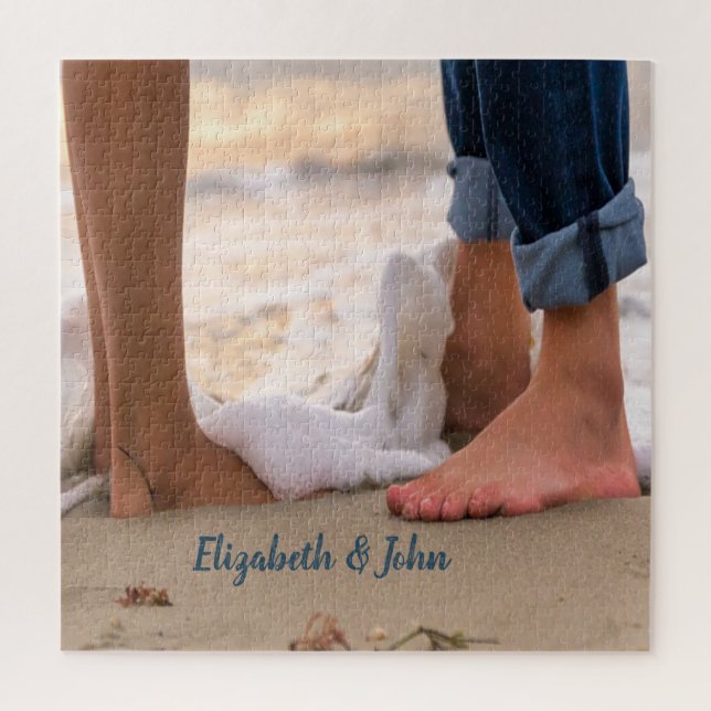 Tropical Beach Waves Couple Jigsaw Puzzle (Vertical)