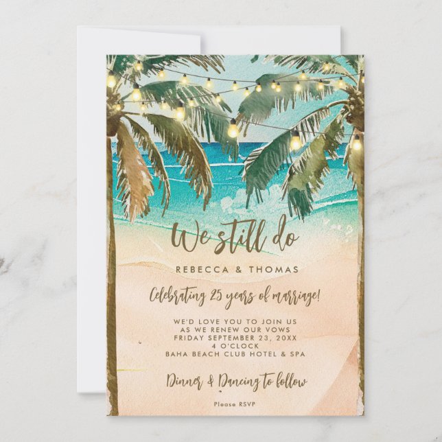 tropical beach we still do vow renewal invitation (Front)