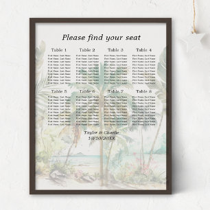 Tropical Beach Wedding 8 Tables Seating Chart