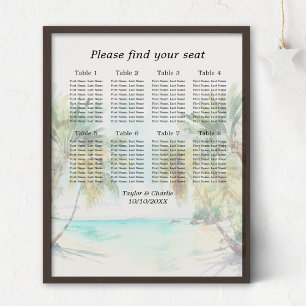 Tropical Beach Wedding 8 Tables Seating Chart
