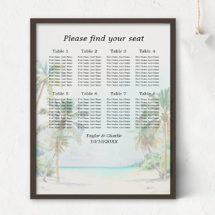 Tropical Beach Wedding 8 Tables Seating Chart