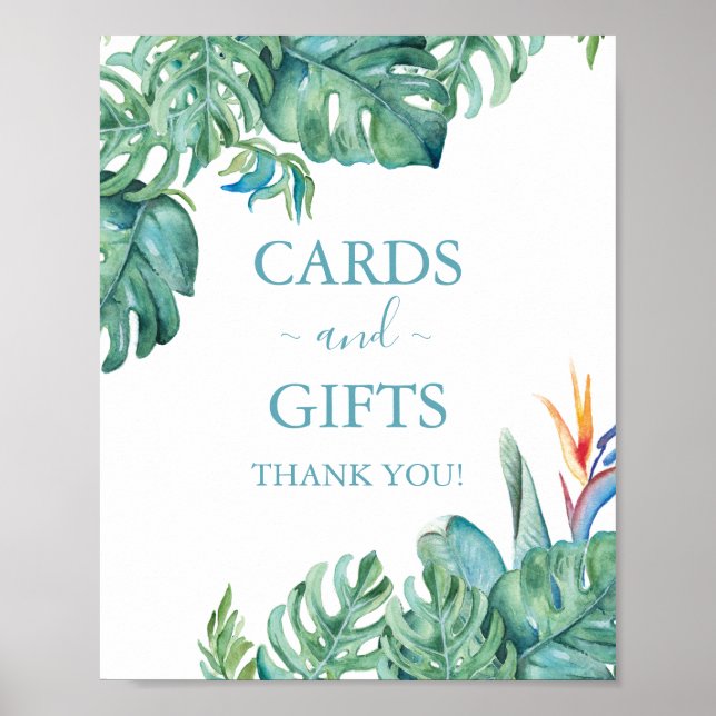 Tropical Beach Wedding Cards & Gifts Sign (Front)