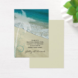Tropical Beach Wedding Charity Favour Card