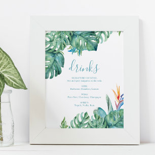 Tropical Beach Wedding Cocktails Sign