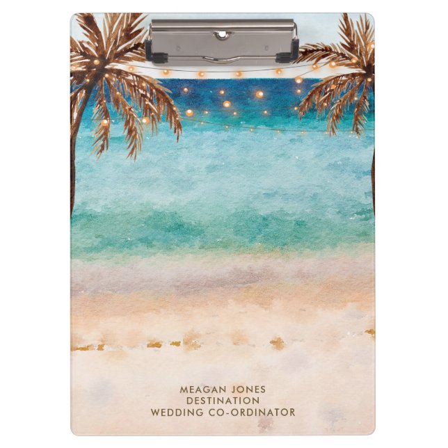 tropical beach wedding coordinator clipboard (Front)