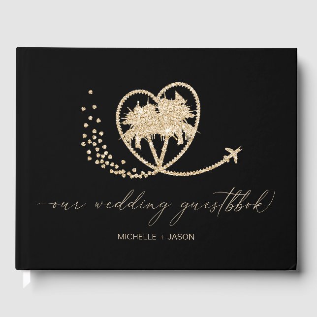 Tropical Beach Wedding Destination Passport Guest Book (Front)