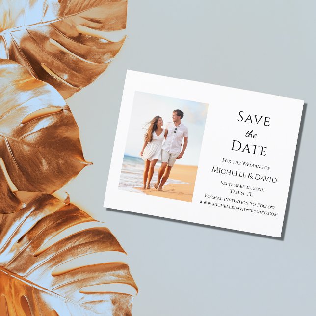 Tropical Beach Wedding Elegant  Save The Date Announcement Postcard (Creator Uploaded)