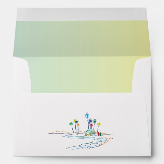 Tropical Beach Wedding Envelope (Back (Bottom))